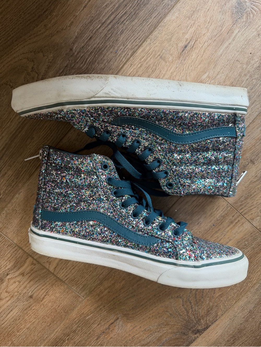 Vans Teal Glitter High-Top Sneakers